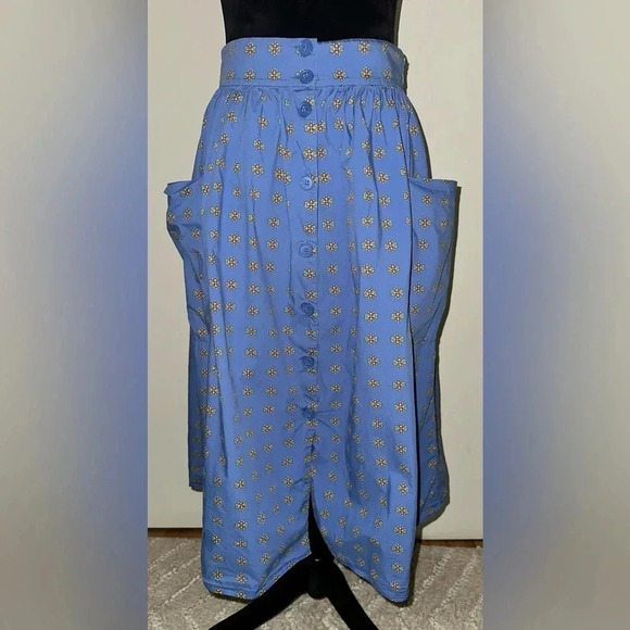 & Other Stories Button front Floral Blue Skirt Size 4 - Picture 4 of 8